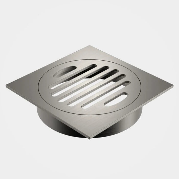 Caroma Square Floor Waste Grate - 100mm Outlet - Brushed Nickel