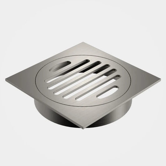 Caroma Square Floor Waste Grate - 100mm Outlet - Brushed Nickel