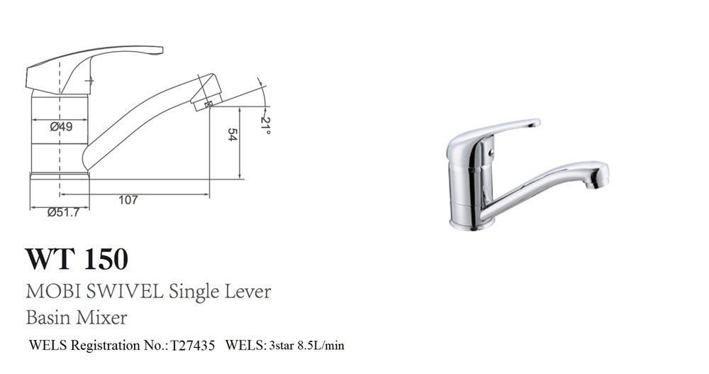 MOBI Swivel Basin Mixer in Chrome