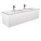 Sarah Bianco Marble Undermount Double Bowl 1500 Alina Satin White Wall-Hung Vanity