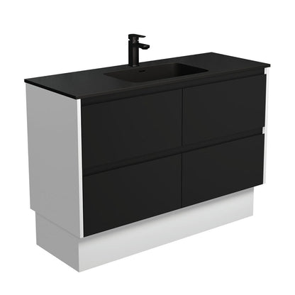 MONTANA AMATO 1200 Matte Black Vanity with Matte White Panels and Kick 1TH