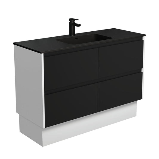 MONTANA AMATO 1200 Matte Black Vanity with Matte White Panels and Kick 1TH