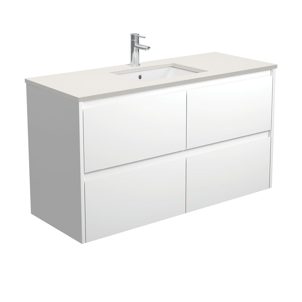 SARAH ROMAN SAND AMATO 1200 Satin White Vanity Wall Hung 1TH