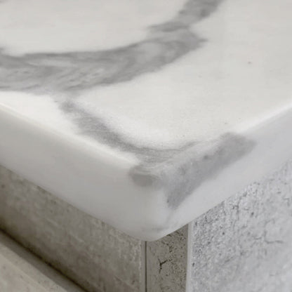 Sarah Calacatta Marble Undermount Double Bowl 1500 Edge Industrial Vanity on Kick