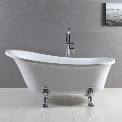Clawfoot Freestanding Acrylic Bath, Chrome Feet