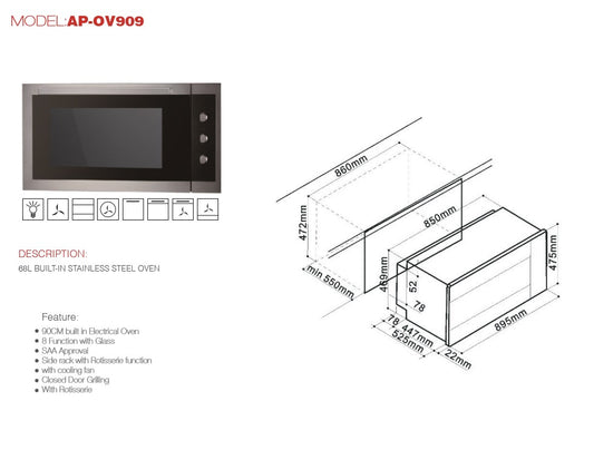 ELECTRIC OVEN Built-In 900 S/S