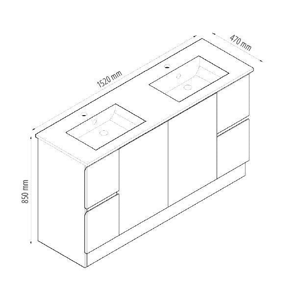 1500 mm freestanding Vanity Set