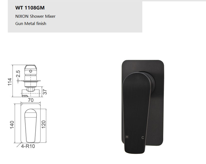 EXON Shower Mixer in Gun Metal