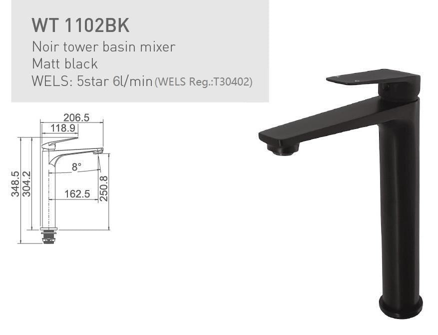 NOIR-II Tower Basin Mixer BLK