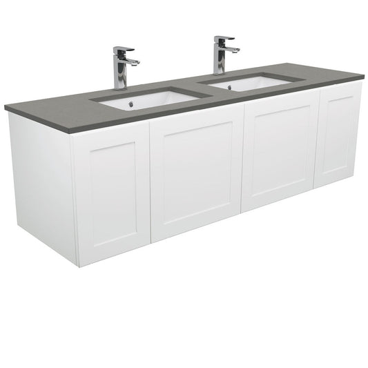 Sarah Dove Grey Undermount Double Bowl 1500 Mila Wall-Hung Vanity