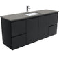 SARAH DOVE GREY 1500 Fingerpull Matte Black Wall Hung Cab Single Bowl 1TH