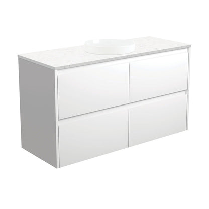 REBA Semi Inset BIANCO AMATO 1200 Satin White Vanity Wall Hung NTH
