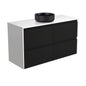 REBA Black CRYSTAL AMATO 1200 Matte Black Vanity Matte White Panels Wall Hung NTH