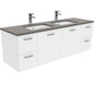 SARAH DOVE GREY 1500 UNI Wall Hung Cab with Handles Double Bowl 1TH