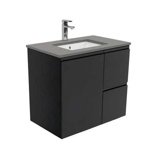 Sarah Dove Grey Undermount 750 Fingerpull Satin Black Wall-Hung Vanityf