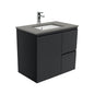 Sarah Dove Grey Undermount 750 Fingerpull Satin Black Wall-Hung Vanityf