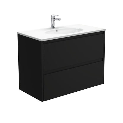 ROTONDO AMATO 900 Matte Black Vanity Wall Hung 1TH