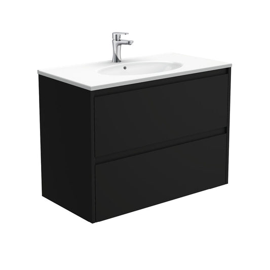 ROTONDO AMATO 900 Matte Black Vanity Wall Hung 1TH