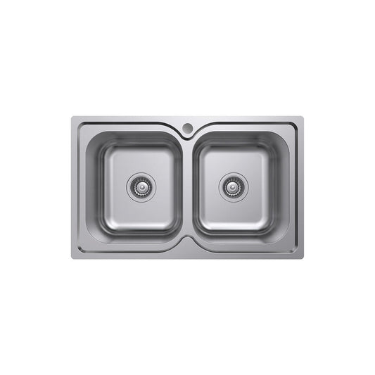 TIVA DBL Bowl Sink 1TH Top Mount 19L/19L 780x480x180mm