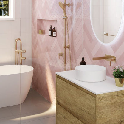 SANSA Basin Wall Mixer Set Urban Brass Soft Square Plate
