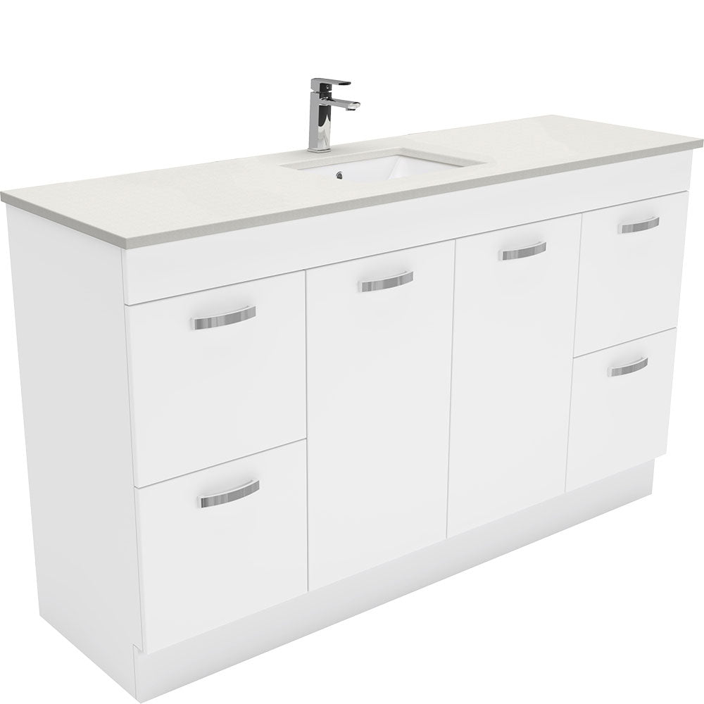 Sarah Roman Sand Undermount Single Bowl 1500 UniCab Vanity on Kick