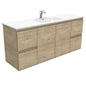 DOLCE Ceramic 1500 Edge SCANDI OAK Wall Hung Cab Single Bowl 1TH