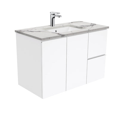 Sarah Calacatta Marble Undermount 900 Fingerpull Gloss White Wall-Hung Vanity