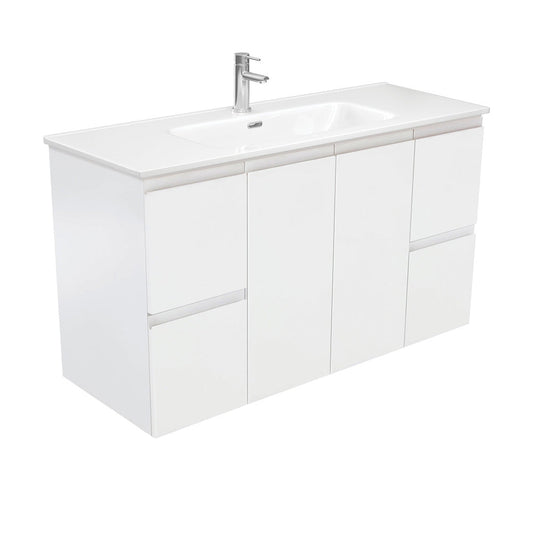 JOLI Ceramic 1200 Fingerpull Matte White Wall Hung Cab 1TH