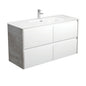 JOLI AMATO 1200 Matte White Vanity with INDUSTRIAL Panels Wall Hung 1TH
