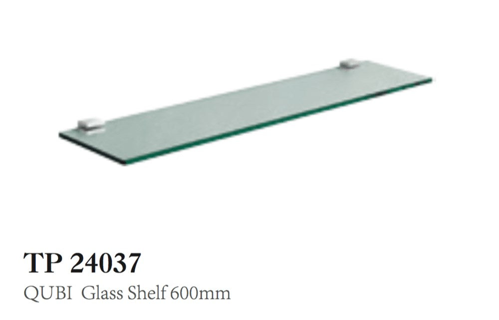 QUBI 600mm Glass Shelf with Chrome Brackets