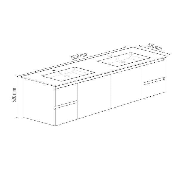1500mm Wall Hung Vanity Set
