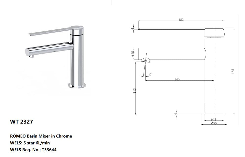ROMEO Basin Mixer Chrome