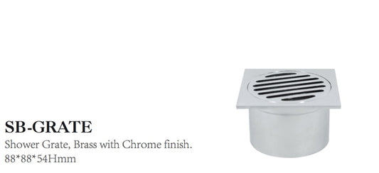88mm Brass Shower Grate with Chrome Finish