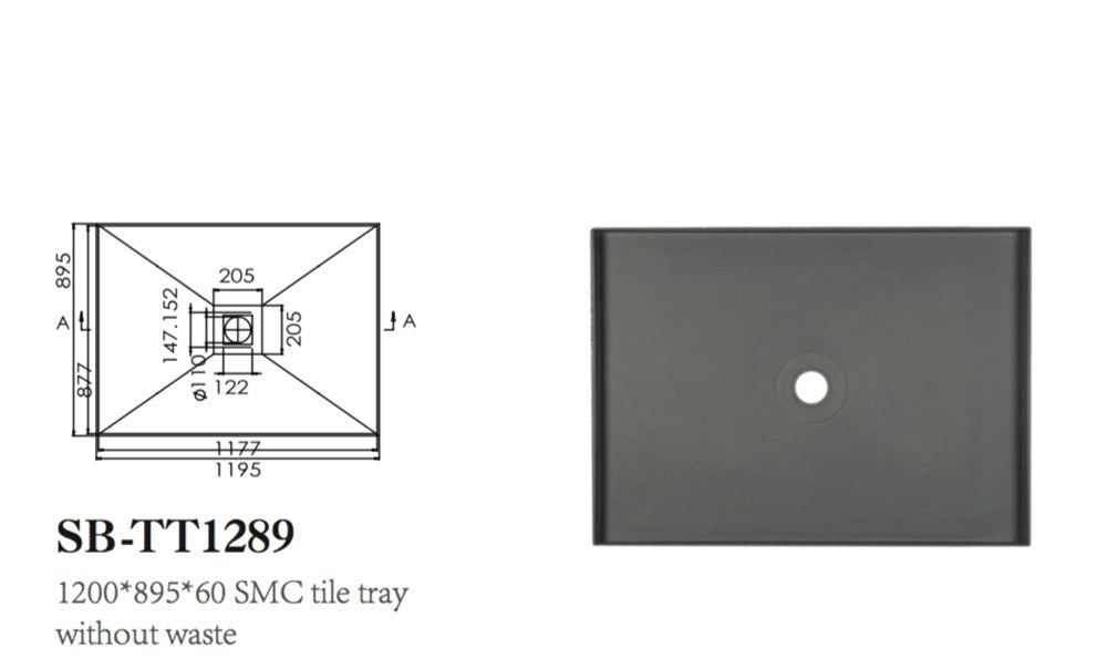 1200 x 895mm SMC Tile Tray (SB-TTGrate not Included)