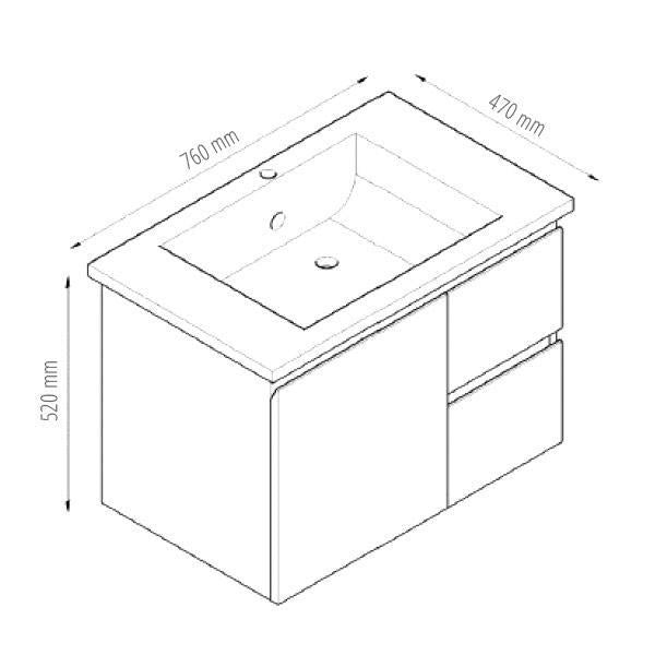 750mm Wall Hung Vanity Set