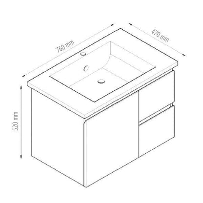 750mm Wall Hung Vanity Set