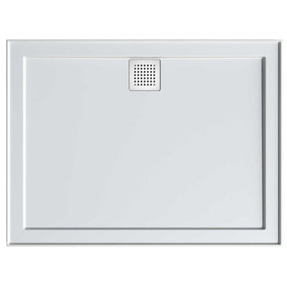 Rectangle Polymarble base with rear waste outlet and chrome waste cover
