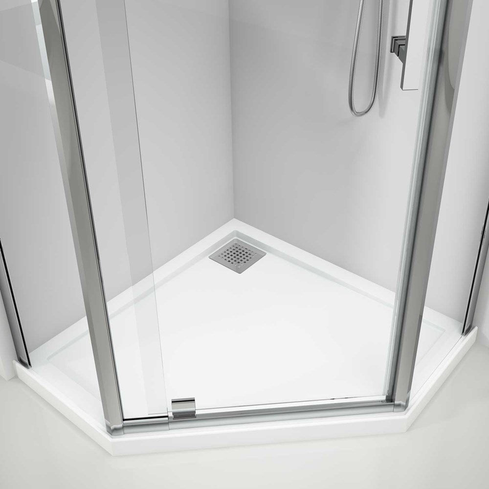 Rectangle Polymarble base with rear waste outlet and chrome waste cover