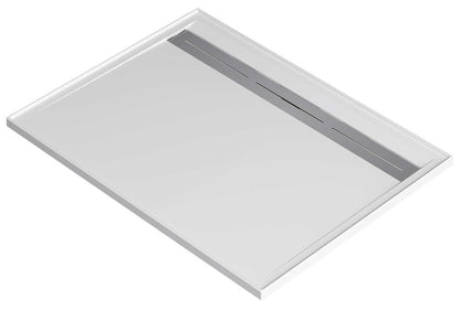1500 * 900 rectangle polymarble base with rear waste outlet and stainless steel grate