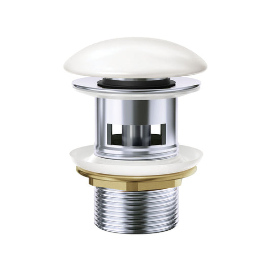 Ceramic Cap Pop-Up Waste, 32mm with Overflow, Gloss White