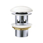 Ceramic Cap Pop-Up Waste, 32mm with Overflow, Gloss White