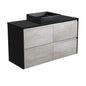 LUCIANA MB BLACK SPARKLE AMATO 1200 INDUSTRIAL Vanity Matte Black Panels Wall Hung NTH