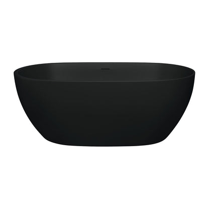 Luciana Cast Stone Solid Surface Bath, Matte Black, 1500mm