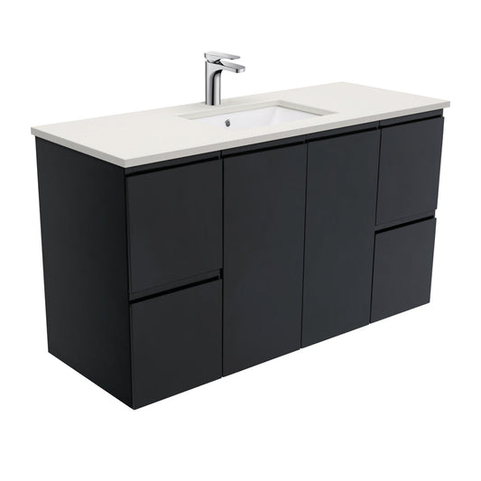 SARAH ROMAN SAND 1200 Fingerpull Matte Black Wall Hung Cab 1TH