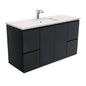 SARAH ROMAN SAND 1200 Fingerpull Matte Black Wall Hung Cab 1TH