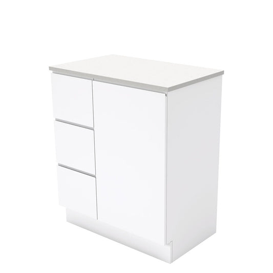 Fingerpull Gloss White 750 Cabinet on Kickboard, Left Hand Drawers