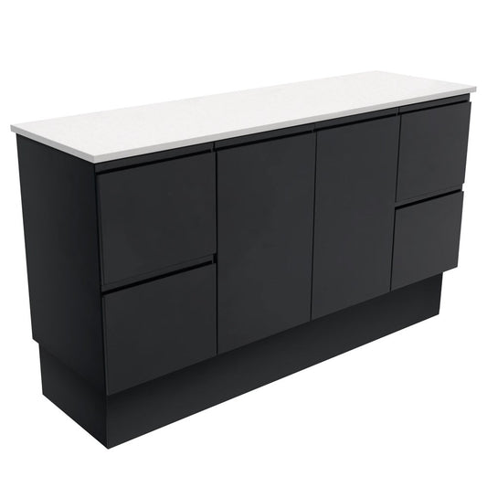 Fingerpull 1500mm Satin Black Cabinet on Kick
