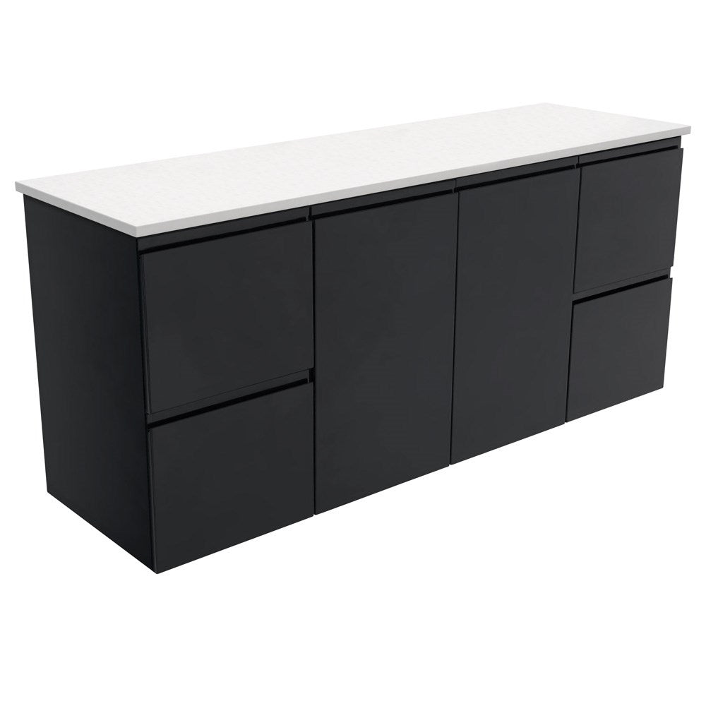 Fingerpull 1500mm Satin Black Wall Hung Cabinet