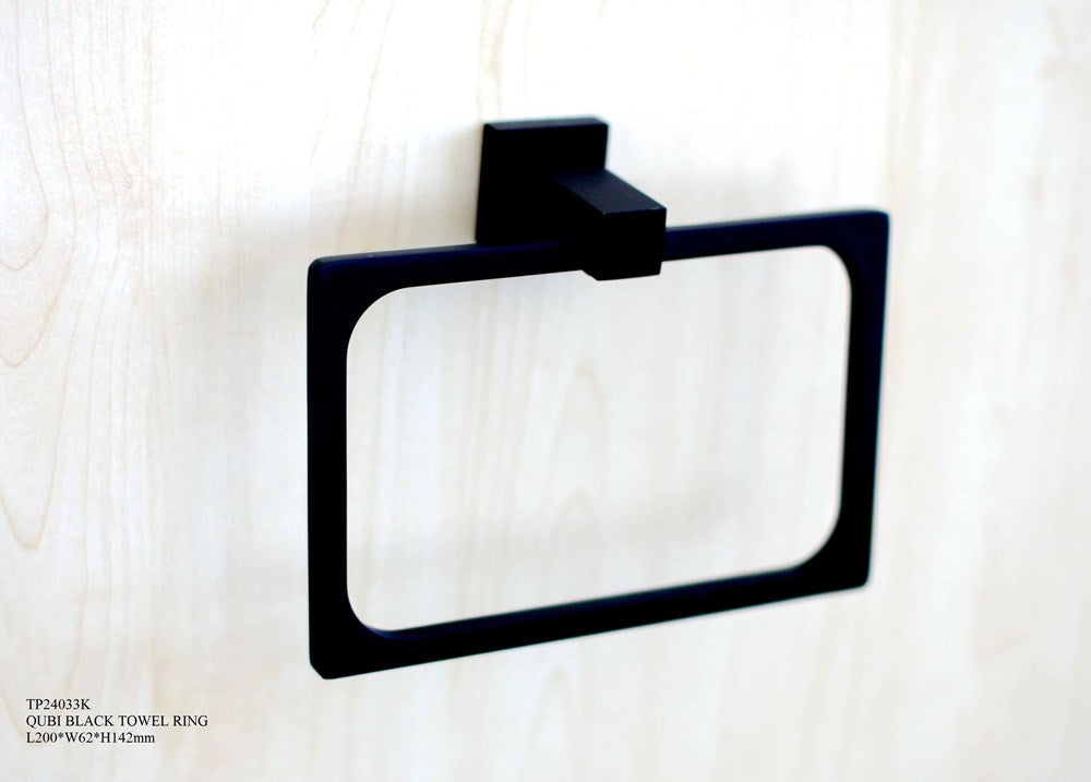 QUBI BLACK Towel Ring in Matte Black