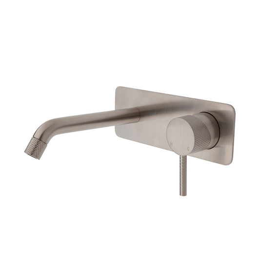 AXLE Basin/Bath Wall Mixer with 160mm Outlet Soft Square Plate Brushed Nickel